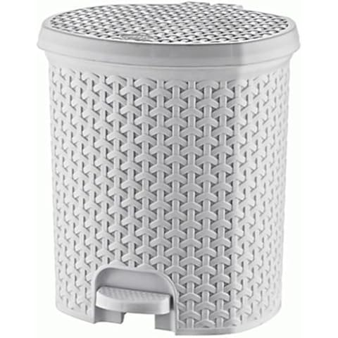 Viss Rattan Style Plastic Pedal Bin 3 litres - 21 litres - Bathroom - Kitchen - Rubbish (21 Litre, White) Cover