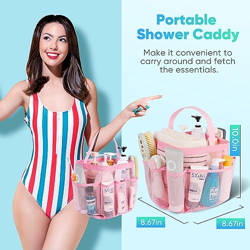 Image of EUDELE 2 Pack Mesh Shower Caddy Portable for College Dorm Room Essentials, Shower Caddy Dorm with 9-Pocket Large Capacity,Shower Bag for Beach,Swimming,Gym All Black+All Purple