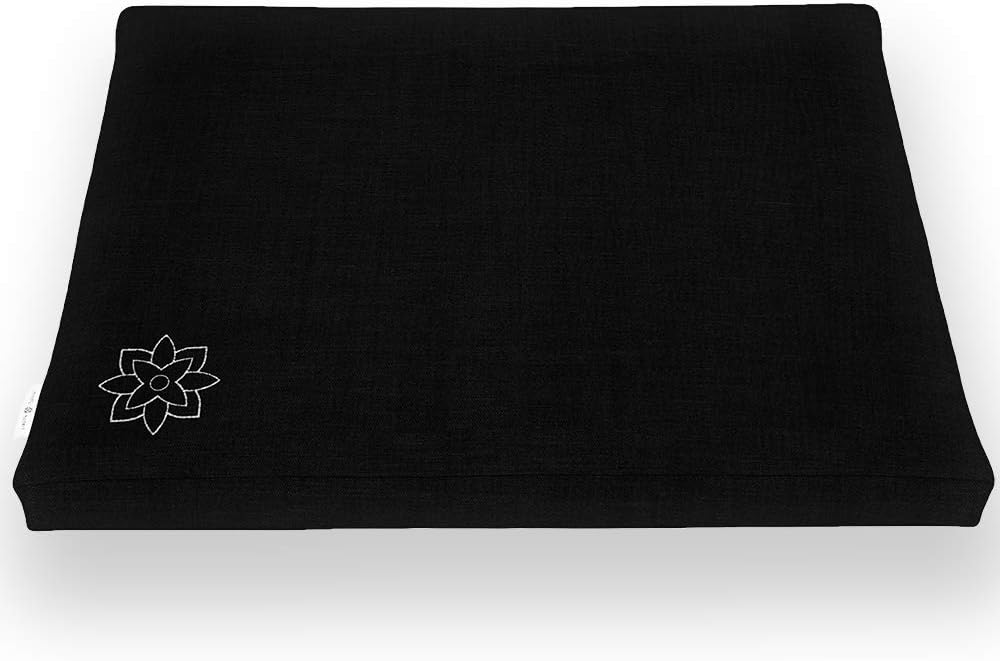 Mindful and Modern Black Zabuton Meditation Cushion - Cotton Meditating Mat for Best Kneeling and Sitting Support - Large Rectangular Floor Pillow for Zafu or Bench