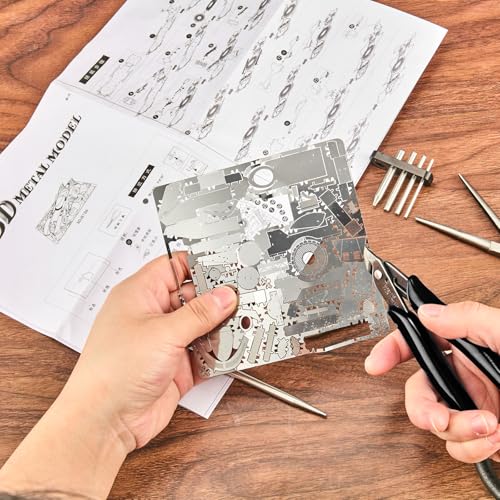 10 Pieces Metal DIY Model Tool Sets Tab Edge Cylinder Cone Shape Bending Assist Tools and Nozzle Pliers Flat Nose Pliers Needle Nose for 3D Metal Jigsaw Puzzles Assembly - Image 7