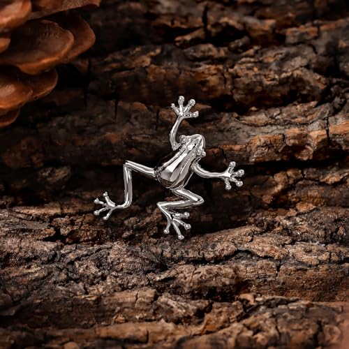 Silver Tone Frog Brooches Pins for Men，boy and girl suit with Gitf Box2