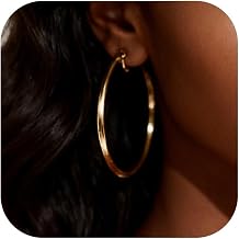 Clip On Earrings for Women Gold Hoop Large Non Piercing Trendy Statement Jewelry Holiday Gifts for Her
