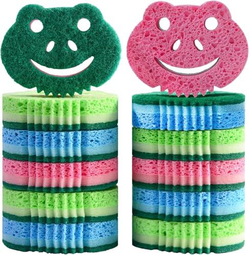 Image of 12 Pack Scrub Sponge,Dual-Sided Multi-Functional Premium Cleaning Sponges,Dishwashing Sponge for Heavy Duty Scouring Pads,Bathroom,Dish,Furniture,Kitchen
