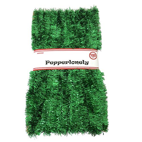 PEPPERLONELY 100 FT Commercial Length Christmas Garland Classic Christmas Decorations, Green