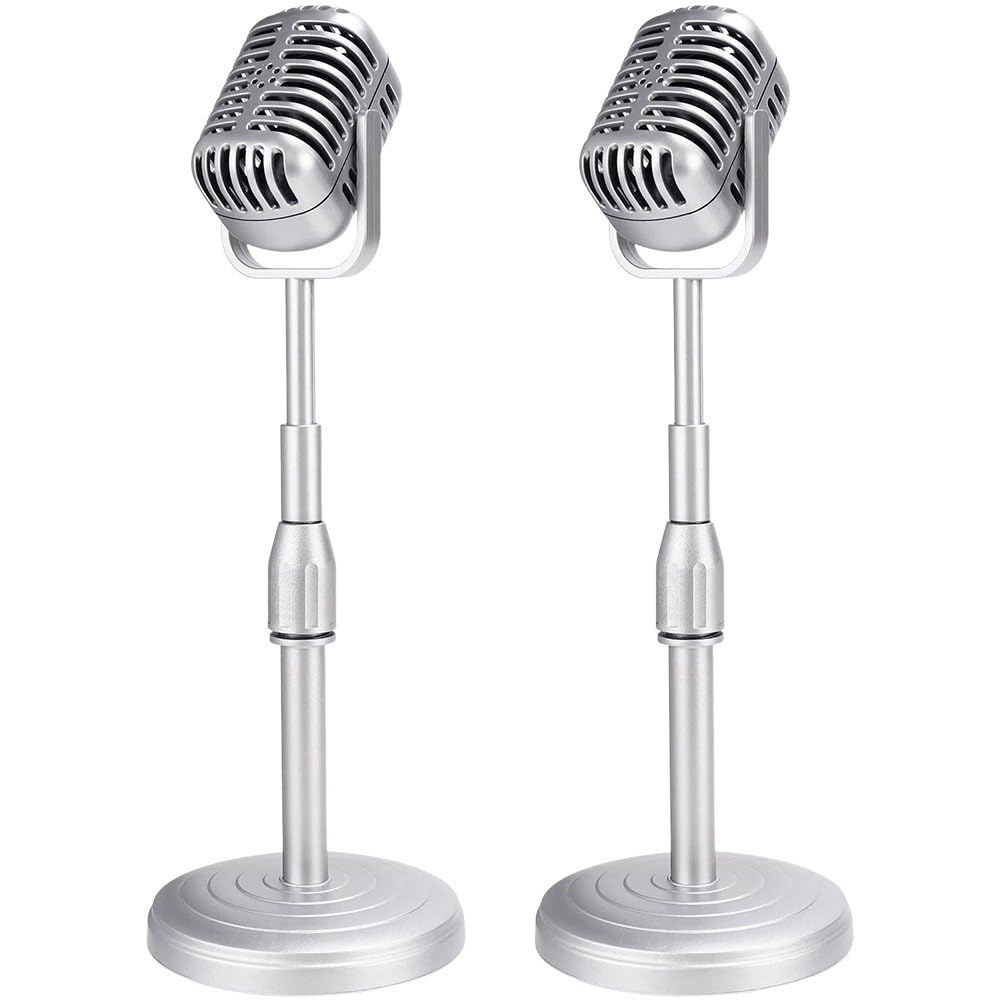 Microphone vintage simulation Sanfly avec base stable pour décoration et accessoire de shooting photo
