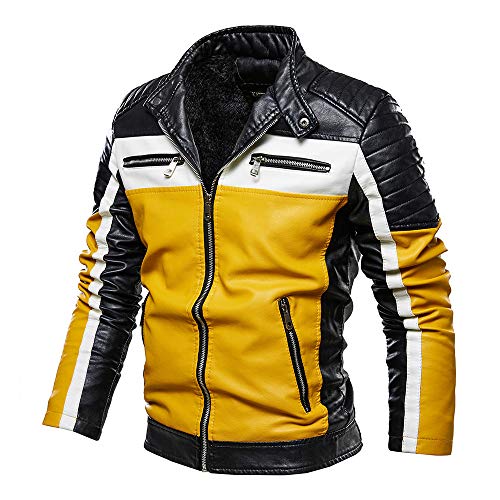 Veste en cuir synthétique homme blouson aviateur noir col montant chic
