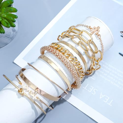 Image of NEWITIN 69 Pieces Gold Jewelry Set for Women Fashion Costume Jewelry Gold Plated Necklace Bracelet Earrings Set for Women