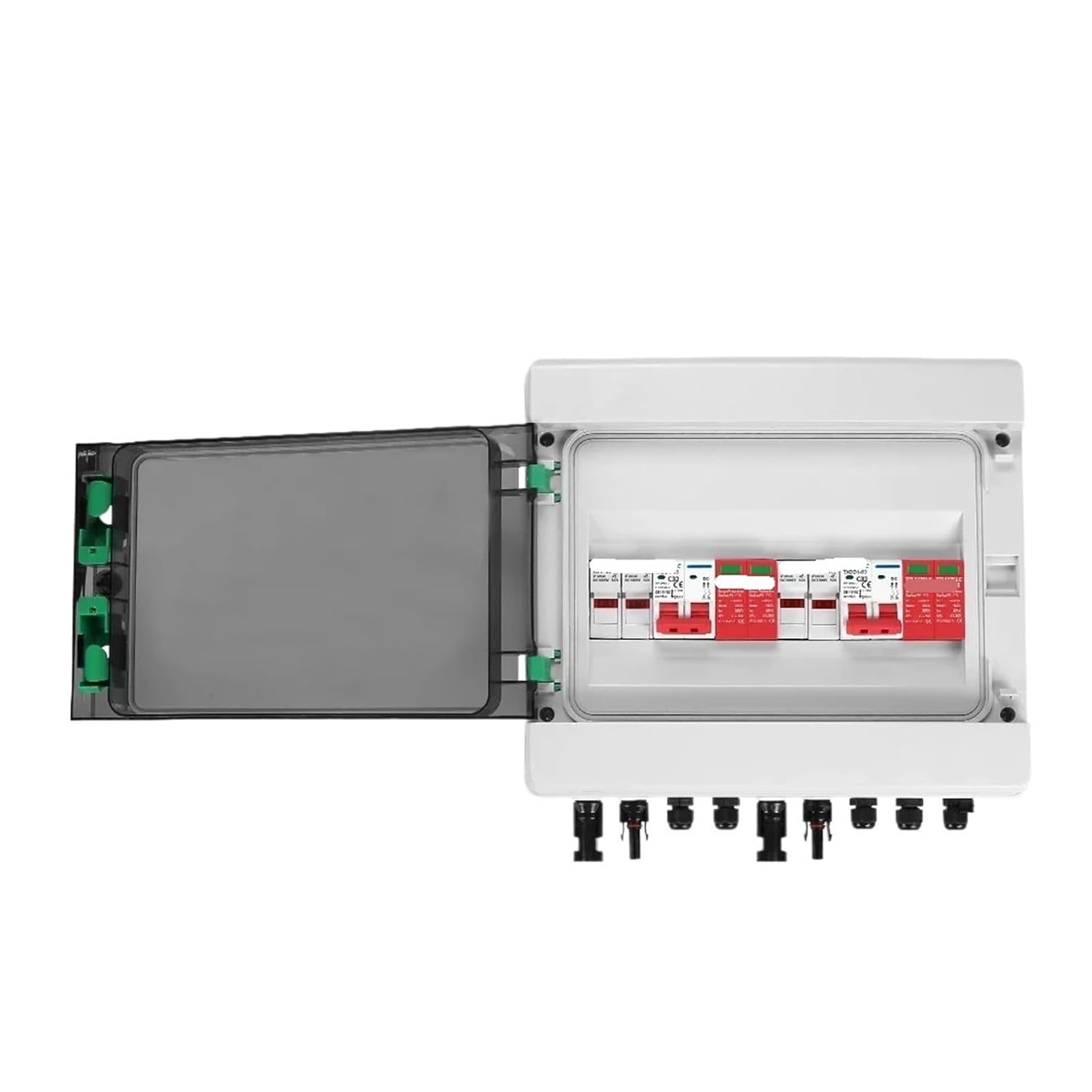 Solar Photovoltaic PV Combiner Box Surge Lightnings Protection 2 Input 2 Out 2 String DC 600V Fuse MCB SPD Waterproof Box IP65