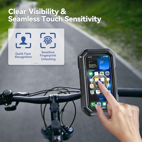 KDD Waterproof Bike Phone Holder - 360 Rotation Motorcycle Phone Mount, Fully Enclosed Touch Sensitive Design, Bicycle Phone Clamp Compatible with iPhone 16 Pro Max/15/14/13/12,4-6.7” Phones by KDD - Image 3