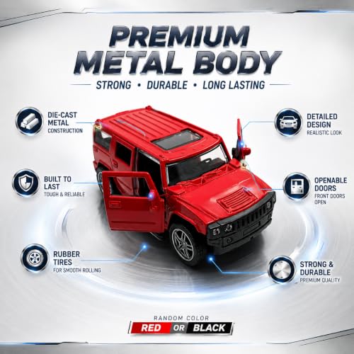 Image of Fortuner 1:32 Scale Die Cast Metal Toy Car with Pull Back Action, Openable Doors,& Boot | Metal Body SUV Model Car for Kids Boys Girls & Collectors (Random Colour) (Hummer)
