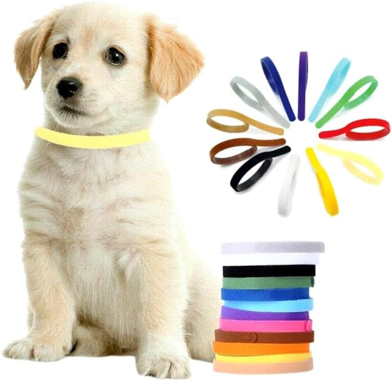 EatingBiting 12 Colours Whelping ID Collar Bands Pet Puppy