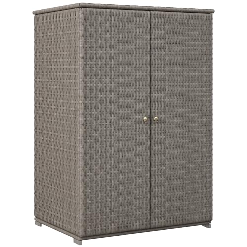 Outsunny Rattan Towel Rack Cabinet - Dark Gray