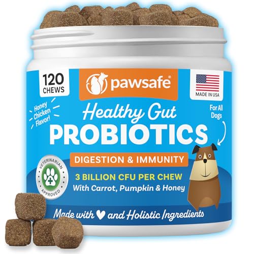 Dog Probiotics, Honey Chicken Flavor, 120 Soft Chews for Digestive & Gut Health, Immune Support Supplement, Gas Relief, Anti-Diarrhea, Helps with Allergies, Upset Stomachs, Yeast and Itchy Skin