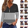 HUIFUAO T Shirts for Women White V Neck 3/4 Sleeve T Shirts for Women Summer Striped Color Block Basic Tops Black Womens T Shirts (Z02 Blue #2, XL) #1