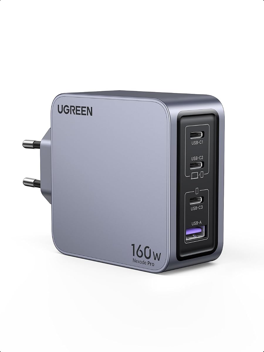 UGREEN Nexode Pro USB C Ladegerät 160W, GaN Mini Charger, 4-Port Netzteil | Schnellladegerät PPS 60W, 140W für laptop, platzsparend, kompatibel mit MacBook Pro/Air/Neo, iPad, iPhone 17,Galaxy S26 Ultra