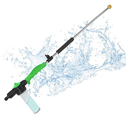 Brizer Hydro Jet Sprayer for High Pressure Power Washer Wand – 30 Inch + 9 Inch Long Extendable Sprayer, Hose Nozzle, for Car Washer, Window Water Cleaner, Glass Cleaning Tool, 2 Tips- Green