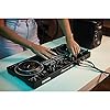 Pioneer DDJ-REV1 DJ Controller Bundle with Adjustable Laptop Stand for DJ's, Monitoring Headphones, Essential Cables and StreamEye Polishing Cloth