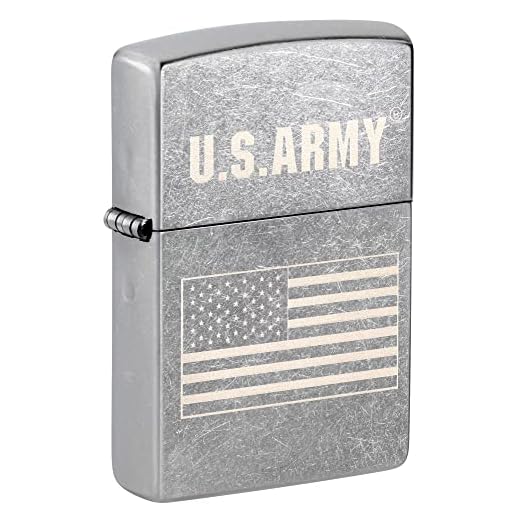 Zippo U.S. Army US Flag Laser Engrave Street Chrome Pocket Lighter