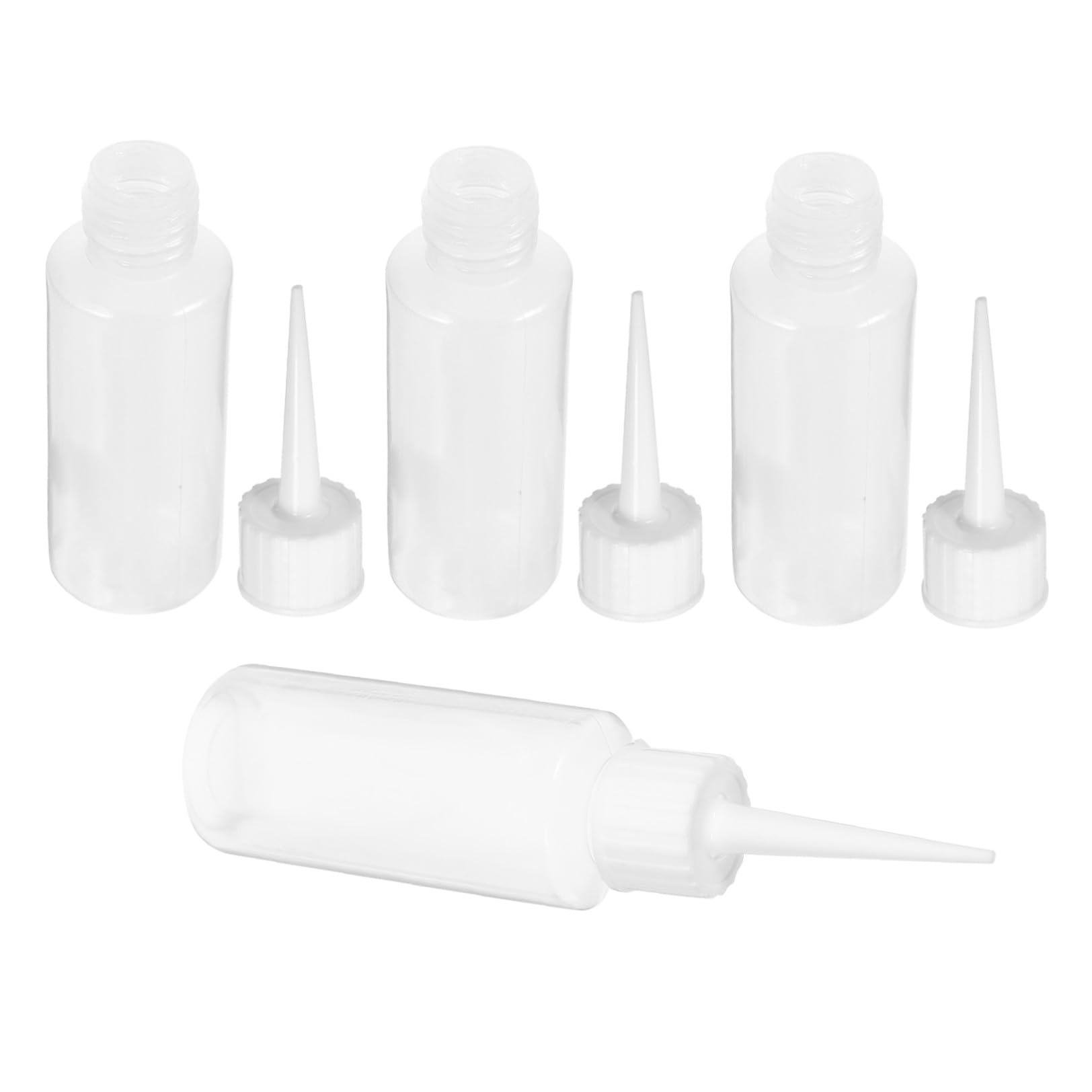 4 Flaconi Dosatore per Colla in Plastica da 50ml Beccuccio a Goccia e Tappo a Pressione, Flaconi per Colla Piccoli per Laboratori e Progetti Fai da Te, Bottiglie Squeeze