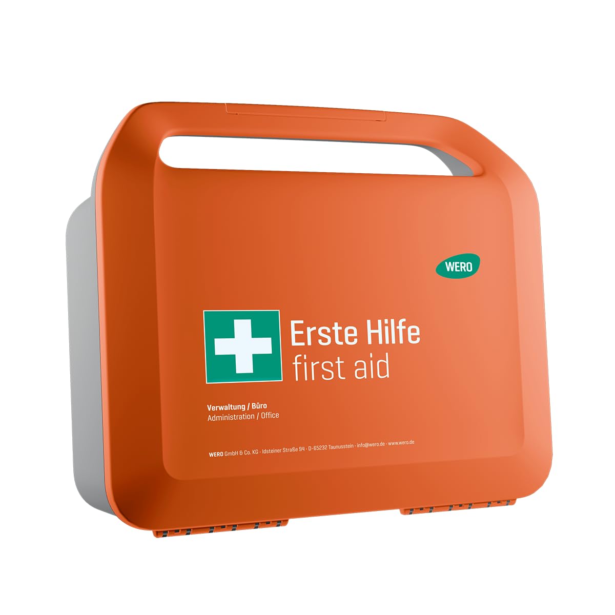 WERO Smart Case groß Erste-Hilfe-Koffer DIN 13157 | Für Verwaltung & Büro, Kompakt, robust & übersichtlich, Staub- & spritzwassergeschützt, Mit Farbleitsystem, Mit Wandhalterung