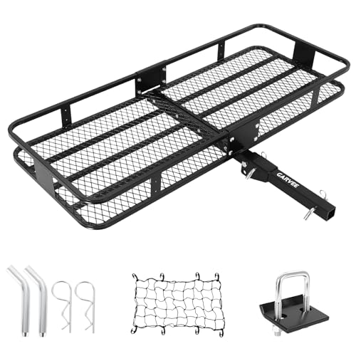 GarveeTech Cargo Carrier Hitch-Mounted | 60 in x20 in x6 in Basket with 600 LB Capacity | Includes Net and Straps | Fits 2 in Receivers | for Cars and SUVs