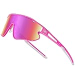 DUCO Kids Sunglasses Youth Baseball Sun Glasses Lightweight TR90 Frame UV400 Sports Cycling Shades for Boys Girls DK268 (Pink Frame White Blue Dot White Temple Revo Colorful Lens)
