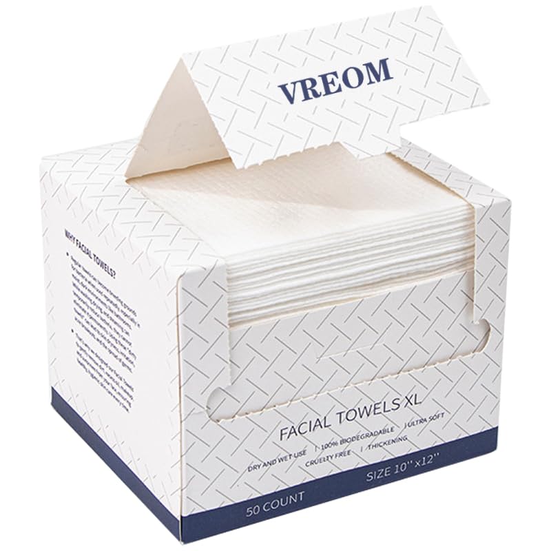 Disposable Biodegradable Facial Towels for Sensitive Skin,Plant Fiber Facial Washcloth,10"×12" Extra Large Size Extra Thick Soft Large Facial Towels,