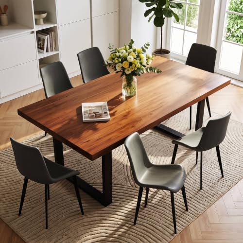 Image of Modern Dining Chairs Set of 4, PU Leather Dining Room Chairs, Upholstered Kitchen Chairs with Ergonomic Backrest & Sturdy Metal Legs, Perfect for Dining Room, Living Room, Grey
