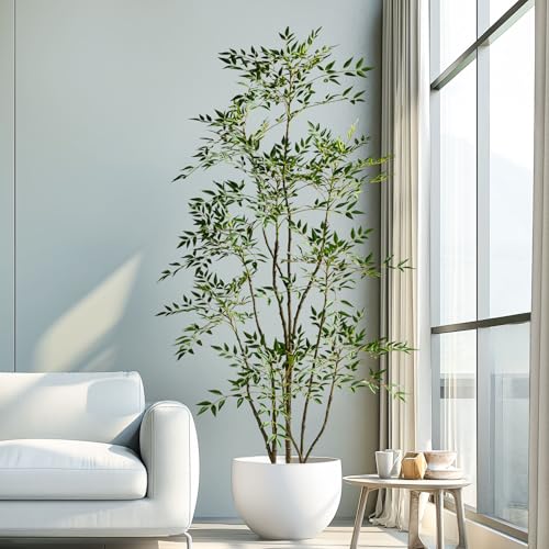 7.2ft Faux Bamboo Tree Artificial Nandina Tree Artificial Indoor Plants Realistic Fake Potted Tree...