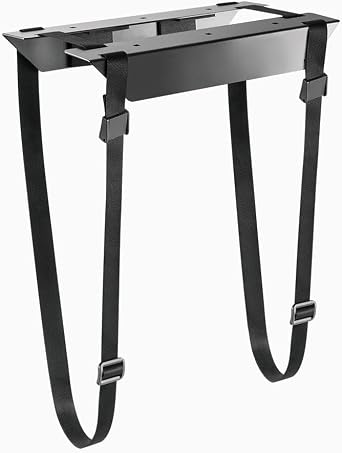 Desky Strap-On CPU Mount Under-Desk Adjustable PC Holder with Steel Bracket & Foam Padding Supports CPUs up to 22 lbs, Fits Towers up to 15.7" - Black