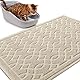 Yimobra Katzenstreu Matte, 90 x 60 cm, Wasserdichte Katzenklomatte Rutschfest Katzenklo Unterleger Matte, Einfache Reinigung Katzenklo Vorleger, Beige