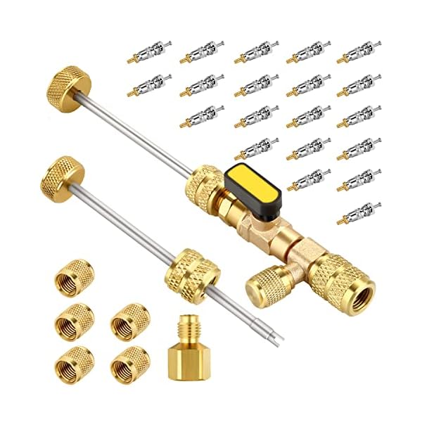 WADEO Valve Core Remover Tool HVAC with Dual Size SAE 1/4 & 5/16 Port