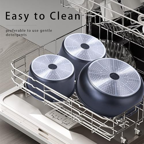 Royal Swiss 9 Piece Induction Cookware Set - 2 Removable Handles - Saucepan Set with Lid for All Heat Sources - Black - PFAS-Free Pans and Pans (Black, 9) - Image 4