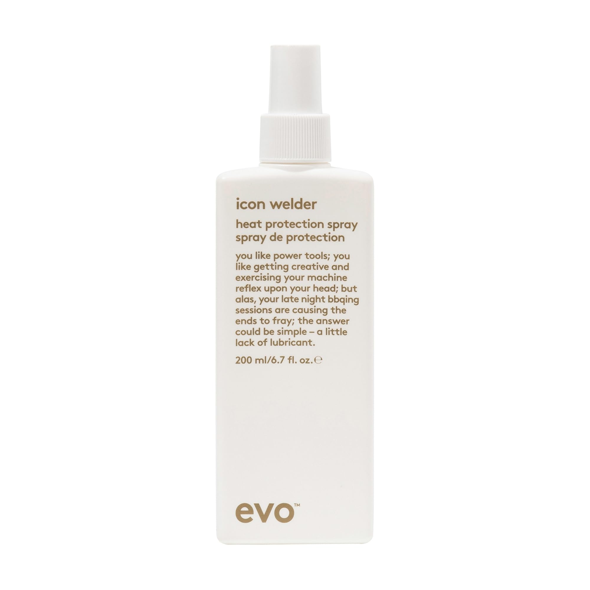 Evo icon welder heat protection spray, 200 ml, leave-in cream, heat protection for all hair types, gives suppleness, shine and reduces frizz, vegan, no sulphates