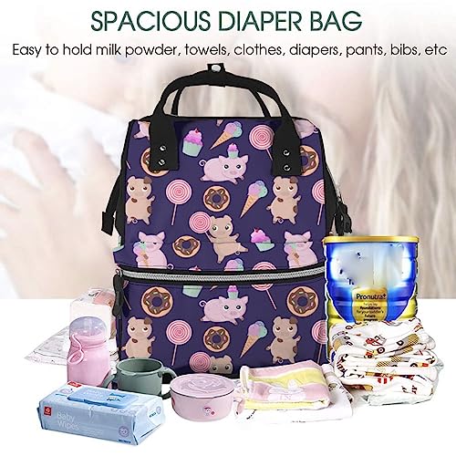 Sac à dos à langer étanche avec compartiment PC portable et design cochon - 5