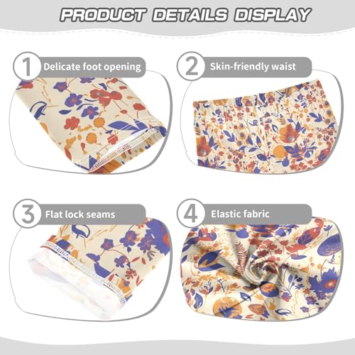 KLL Floral Beige Scandinavian Little Girls Leggings Stretchy High Waisted Yoga Pants Exercise3