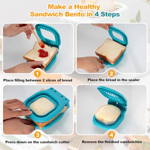 Crustless Sandwich Cutter,2 Piece Sandwich Cutters for Kids Lunch,Square and Mouse Shaped Breakfast Sandwich Cutter and Sealer Set,Ideal for Different Fillings To Create Uniquely Shaped Sandwich Bento