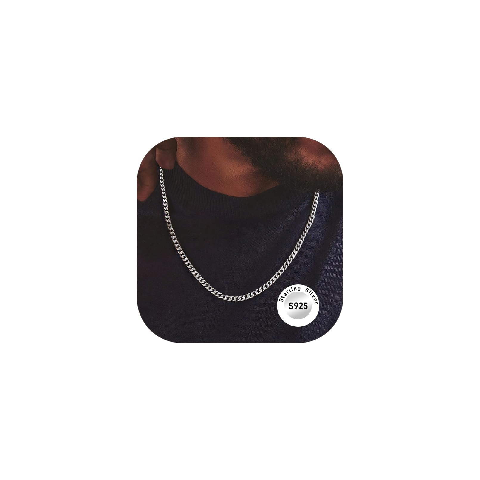 Mens Chains 925 Sterling Silver Chain Necklace for Men Women Necklace,Birthday Valentine's Day Gift for friend Dad Father Men,3/5mm Width,18-28 inch(with Gift Box)