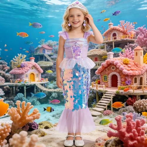 Disfraz completo de sirena para niñas 7-8 años miniatura 6