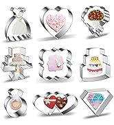 Wedding Cookie Cutters Shapes Set for Baking 9-Piece Square Plaque, Wedding Cake, Wedding Dress, ...
