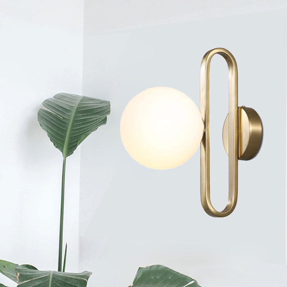 Postmoderne Glaskugel-Bett-Nachttisch-Wandlampe, nordische einfache Metallhalterung E14 Wandleuchte Badezimmerspiegel vorne Wohnzimmer kreative Persönlichkeit dekorative Wandleuchte Luxus