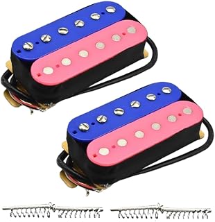 Electric Guitar Humbucker Pickups Double Coil Guitar Bridge Pickup, Neck Pickups Set (Blue&Pink, Bridge&Neck Pickup)