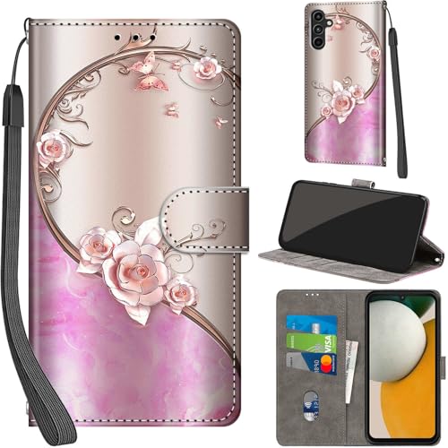 Salanheo Case Wallet for Samsung Galaxy A15 4G / A15 5G Pink Rose