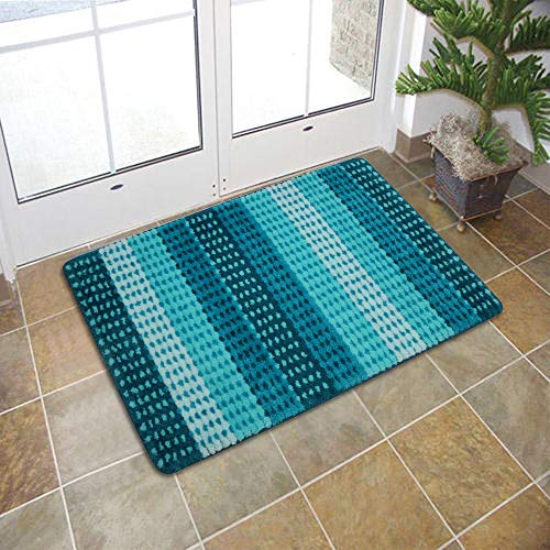 HiiARug Indoor Doormat Welcome Mats for Home Entrance Entryway Rug Ombre Blue Door Mats Indoor Machine Washable Decorative Non-Slip Floor Mat Kitchen Entryway Laundry Room (Blue Gradient) - Thumbnail 3