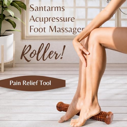Image of Wooden Acupressure Foot Massager Roller for Pain Relief, Blood Circulation, Stress Relief, Free Feet and Relaxation at Home - 12inch