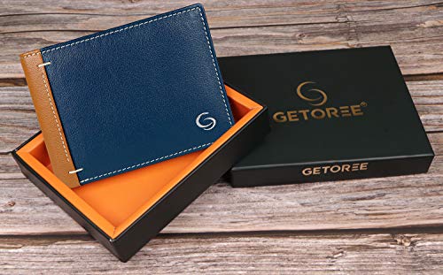 Image of Florence Genuine Leather Wallet for Men I 3 Credit /Debit Card Slots I 2 Secret compartments I 1 Coin Pocket & 2 Currency Compartments -Blue