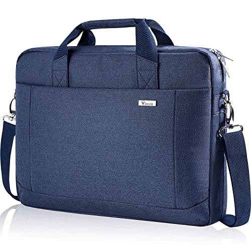 Voova Bolsa Portátil Maletín Ordenador de 14 15 15.6 16 Pulgadas Grande Bolso de Hombro Bandoleras un 30% Más de Capacidad Impermeable Duradera se Puede Poner Encima de la Maleta Azul