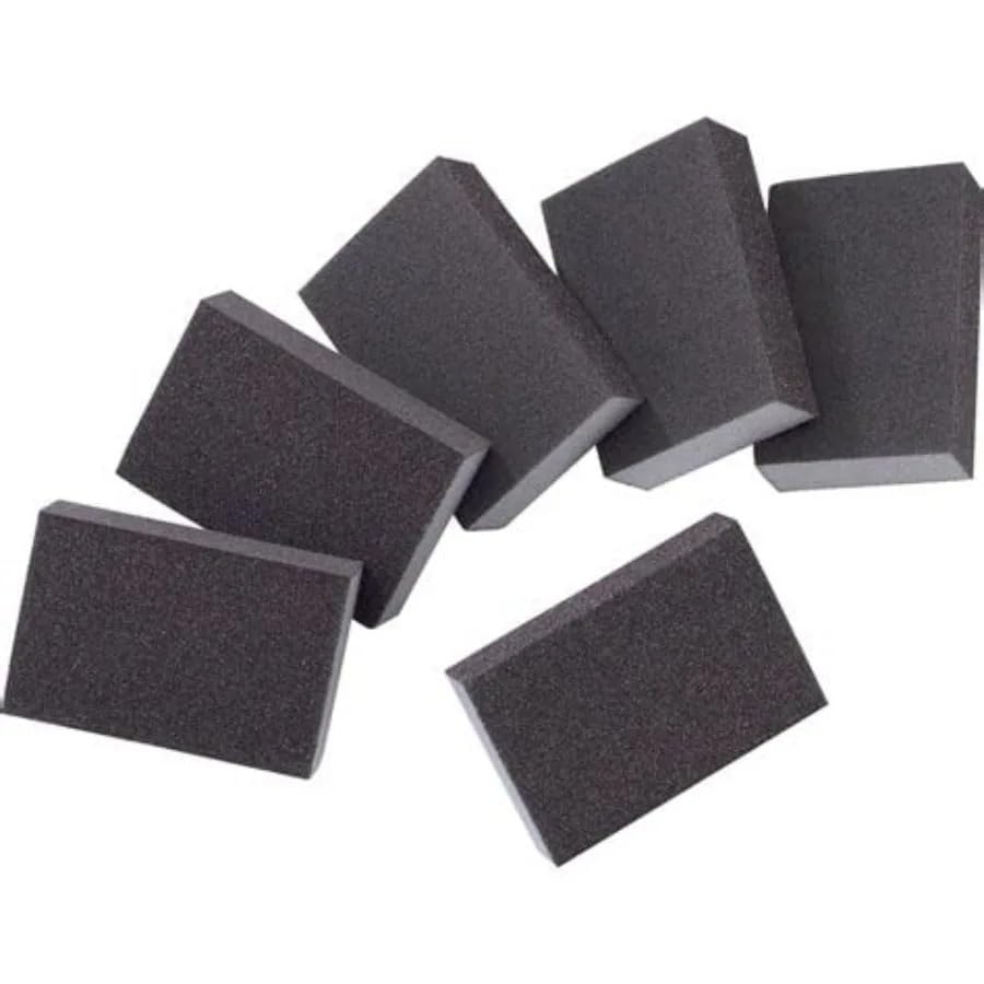 Carta Vetrata Spugna abrasiva flessibile da 3 x 4 1/2, grana 150, for legno, metallo, plastica, confezione sfusa da 48, non UPC