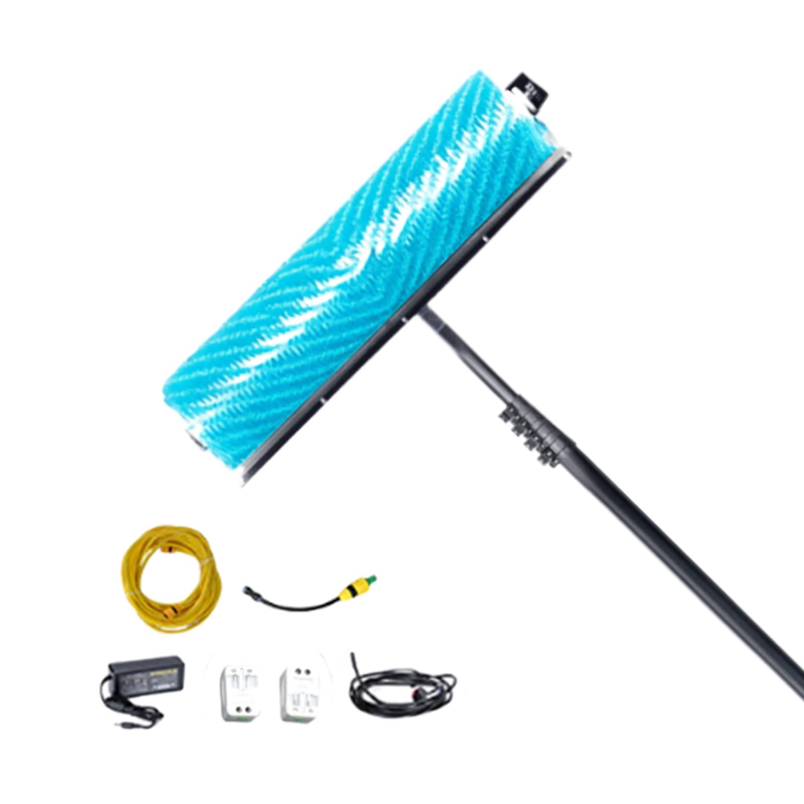 Equipo Limpieza Solar, Motor 350RPM, Cepillo Giratorio 60cm, Pértiga Telescópica 3,5m-7,5m, Dispositivo Mantenimiento PV Uso Profesional(5.5m)