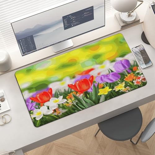 Spring Flowers Desk Pad con base de goma grande miniatura 6